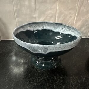 Hand Painted Pottery Dark Teal Pottery Planter Vase